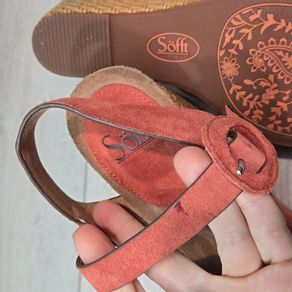 Sofft Women Casidy Leather Wedge Sandals shoes sz 9.5M - Picture 11 of 13